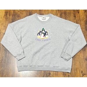 Vintage Oarsman Penguin Cool Crowd Gray Fleece Crewneck Pullover Men's Sz Large